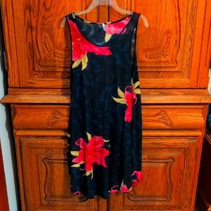 Floral Sleeveless Dress - Navy and Pink